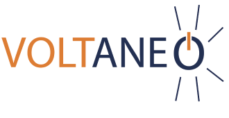 Logo de Voltaneo avec soleil stylisé.