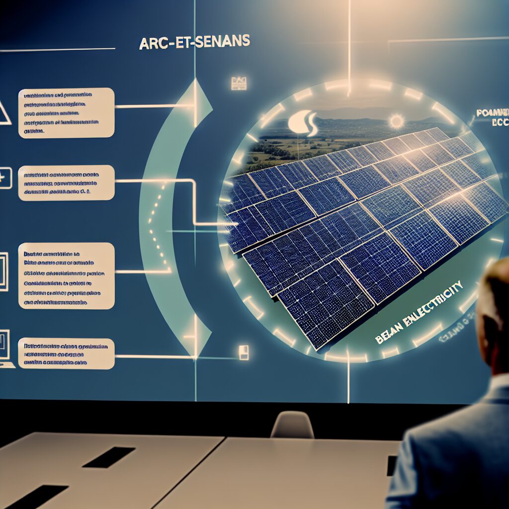 Présentation professionnelle avec graphique sur l'énergie solaire.