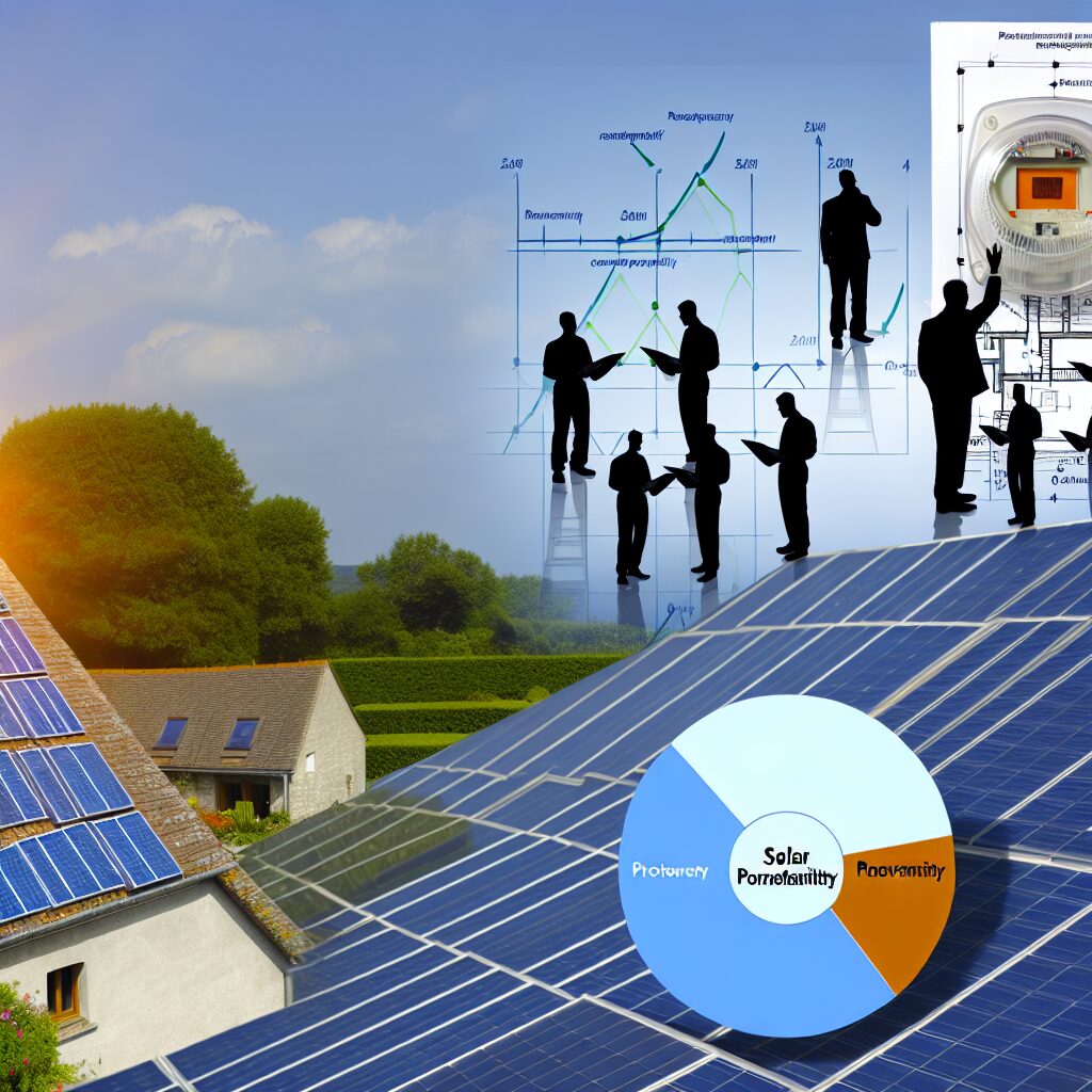 Gens d'affaires analysant un projet d'énergie solaire.